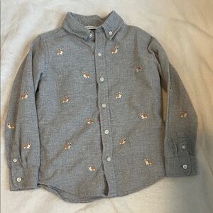 Janie and Jack Embroidered Corgi Button Down Size 4